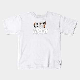 Cat mom - black and white cat oil painting word art Kids T-Shirt